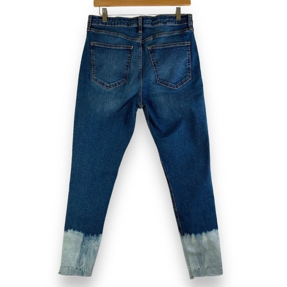 Topshop Womens Jeans 34x30 Acid Wash Dip Moto Jamie High Waist Ankle Grazer NEW - Picture 2 of 14